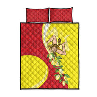 La Sicilia Quilt Bed Set Bandiera della Sicilia Motif