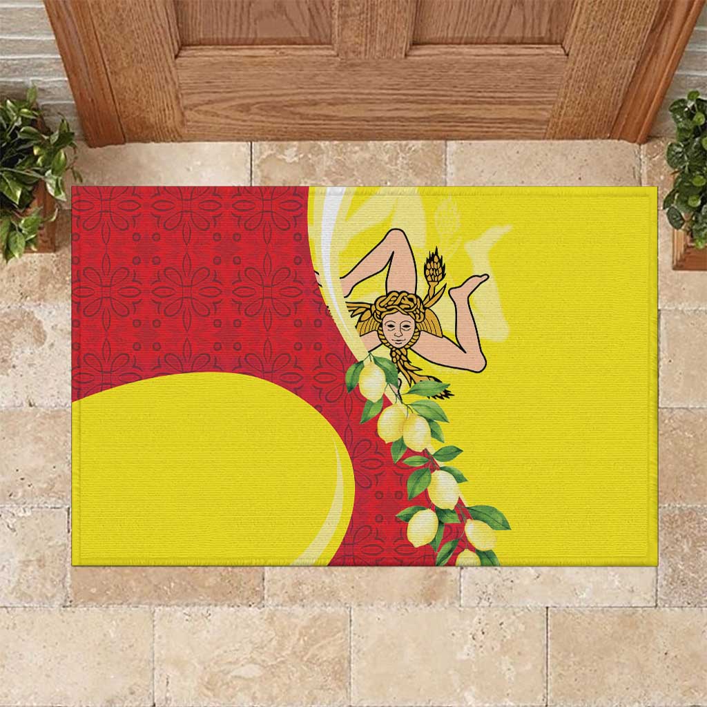 La Sicilia Rubber Doormat Bandiera della Sicilia Motif