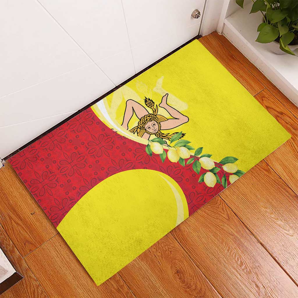 La Sicilia Rubber Doormat Bandiera della Sicilia Motif