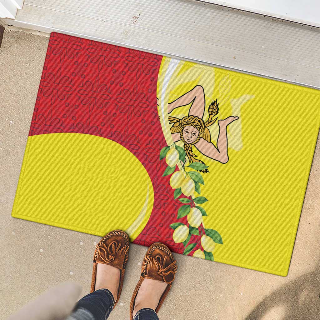 La Sicilia Rubber Doormat Bandiera della Sicilia Motif