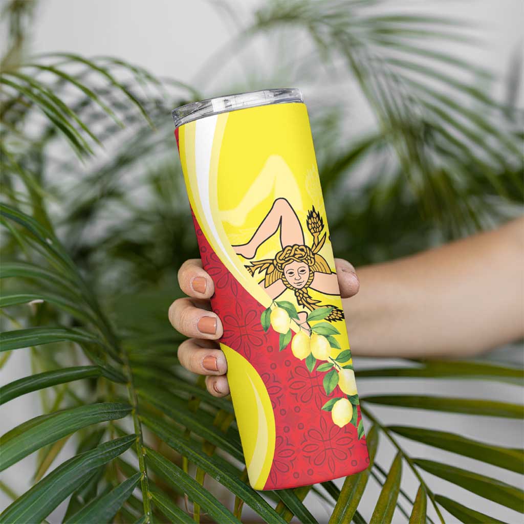 La Sicilia Skinny Tumbler Bandiera della Sicilia Motif