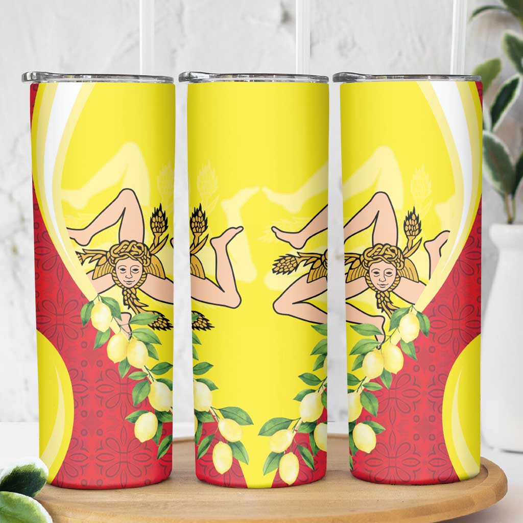 La Sicilia Skinny Tumbler Bandiera della Sicilia Motif