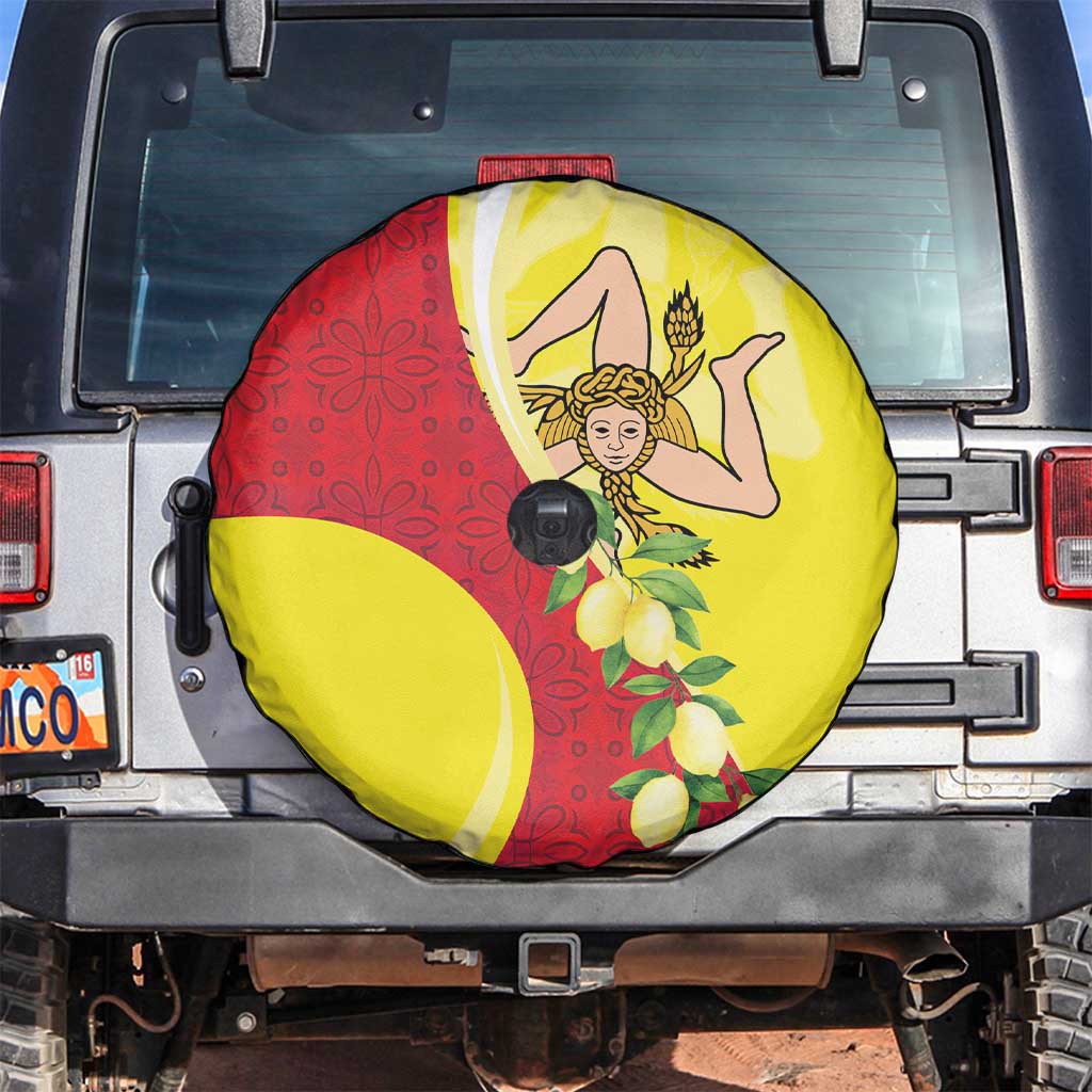La Sicilia Spare Tire Cover Bandiera della Sicilia Motif