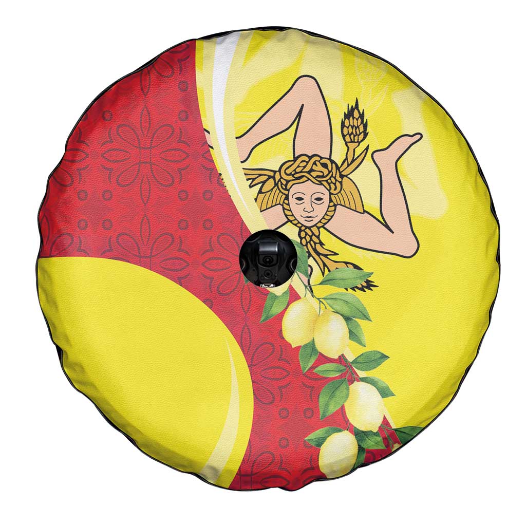 La Sicilia Spare Tire Cover Bandiera della Sicilia Motif