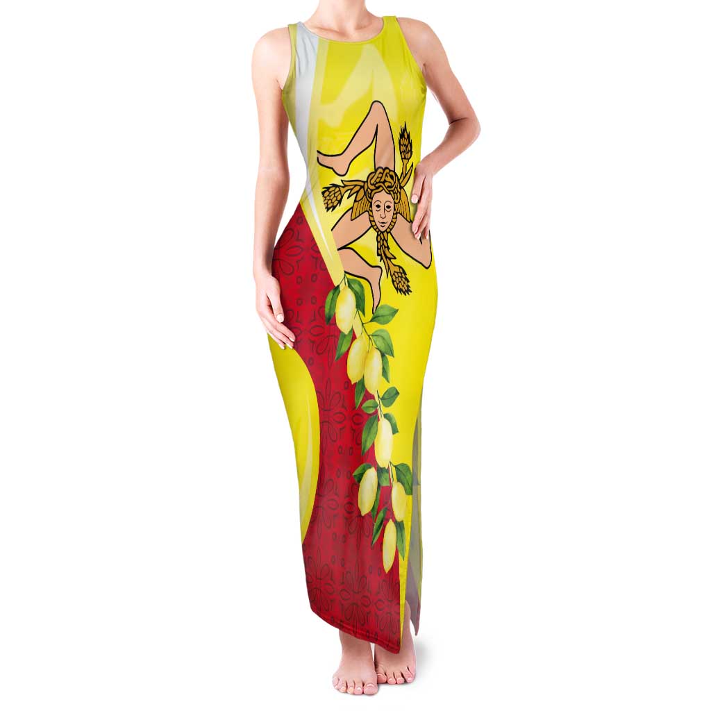 La Sicilia Tank Maxi Dress Bandiera della Sicilia Motif