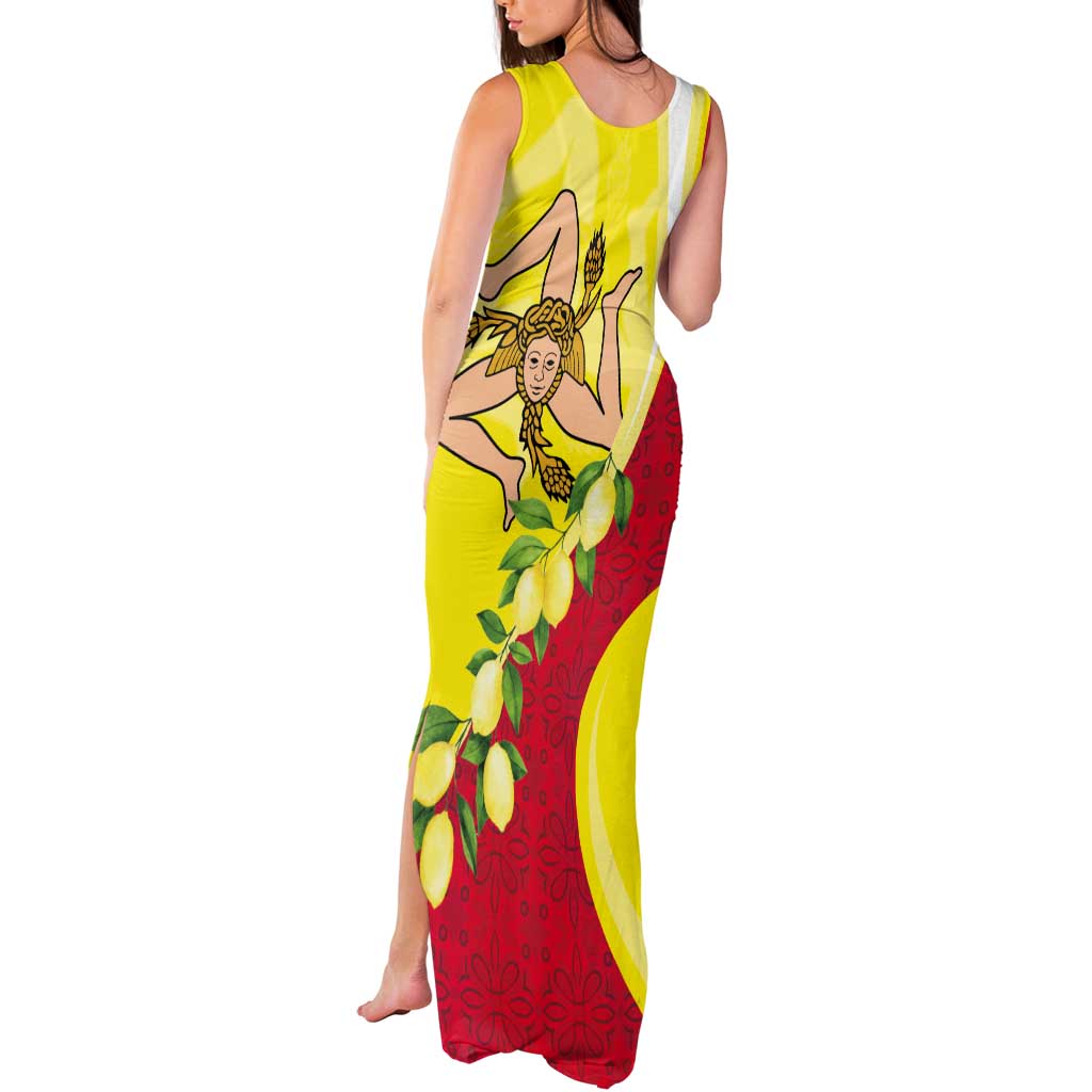 La Sicilia Tank Maxi Dress Bandiera della Sicilia Motif