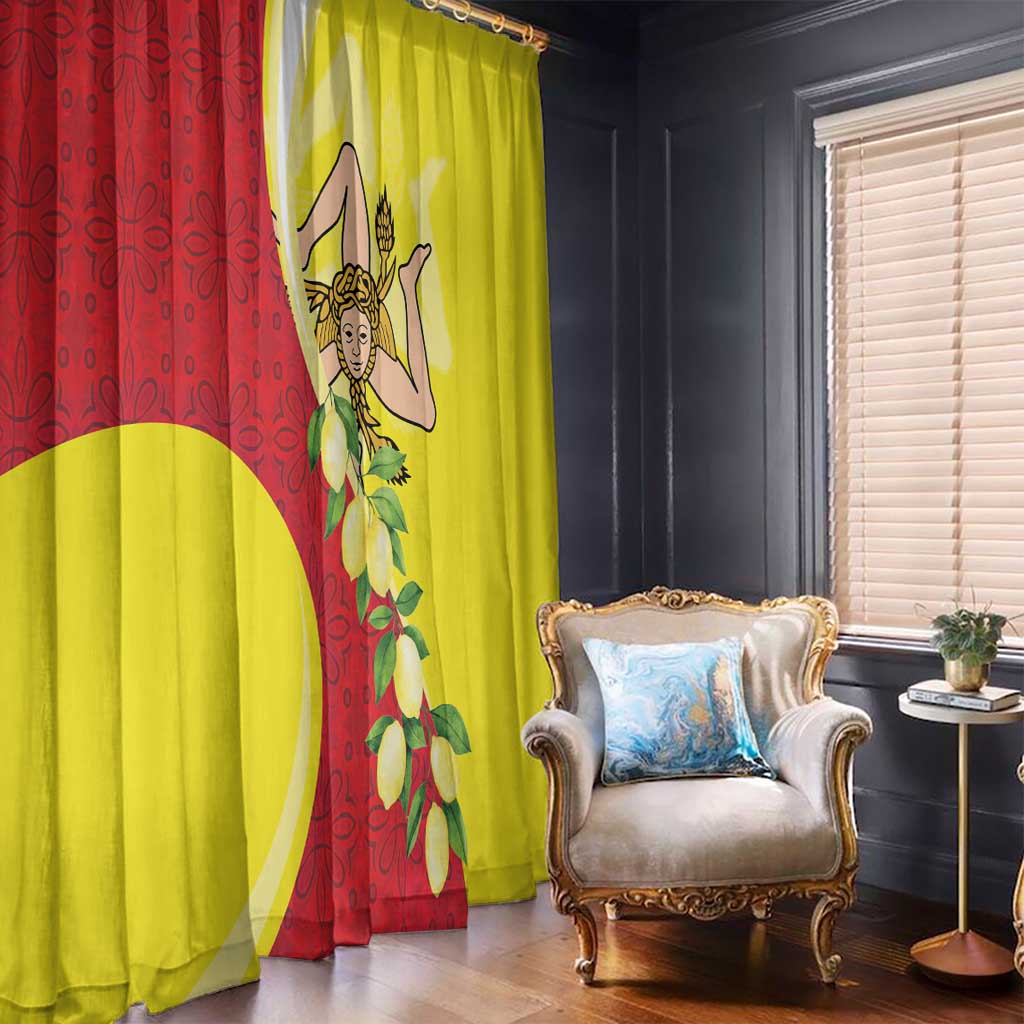 La Sicilia Window Curtain Bandiera della Sicilia Motif