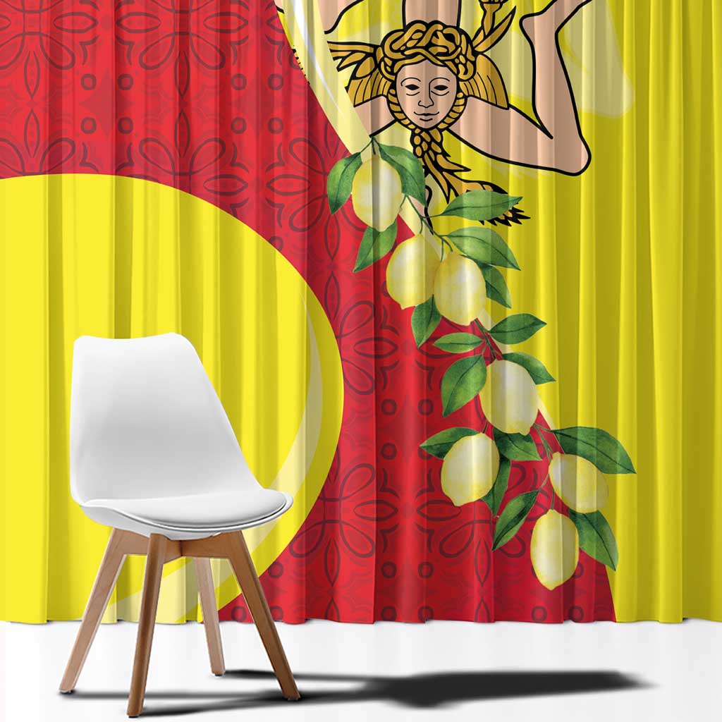 La Sicilia Window Curtain Bandiera della Sicilia Motif