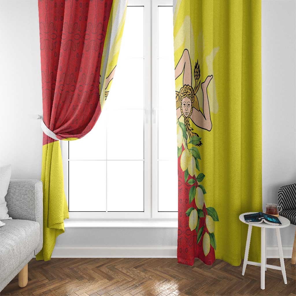 La Sicilia Window Curtain Bandiera della Sicilia Motif