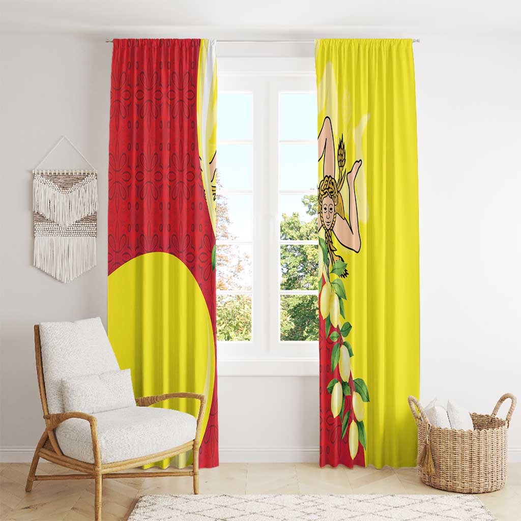 La Sicilia Window Curtain Bandiera della Sicilia Motif