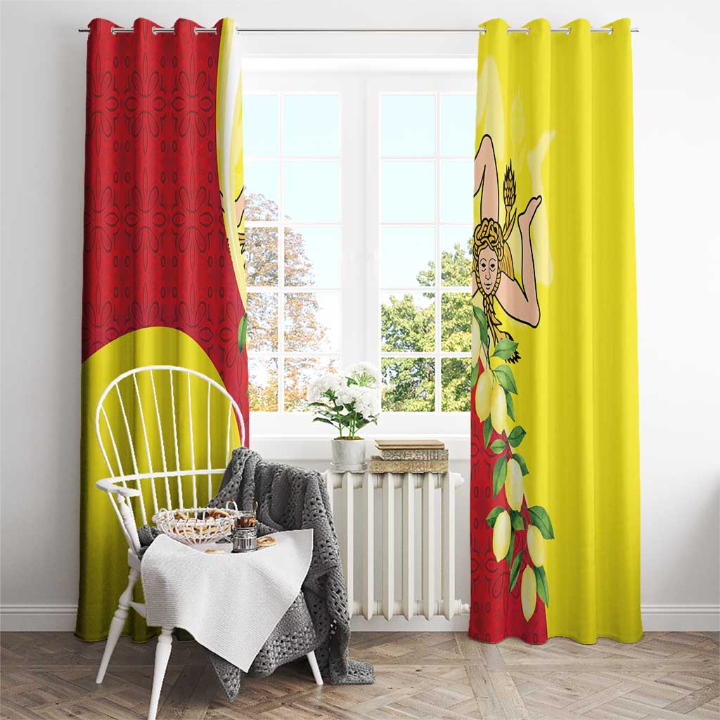 La Sicilia Window Curtain Bandiera della Sicilia Motif