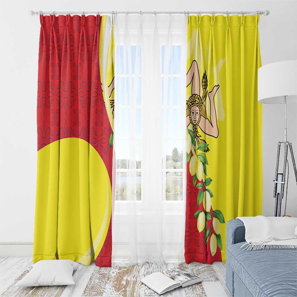 La Sicilia Window Curtain Bandiera della Sicilia Motif