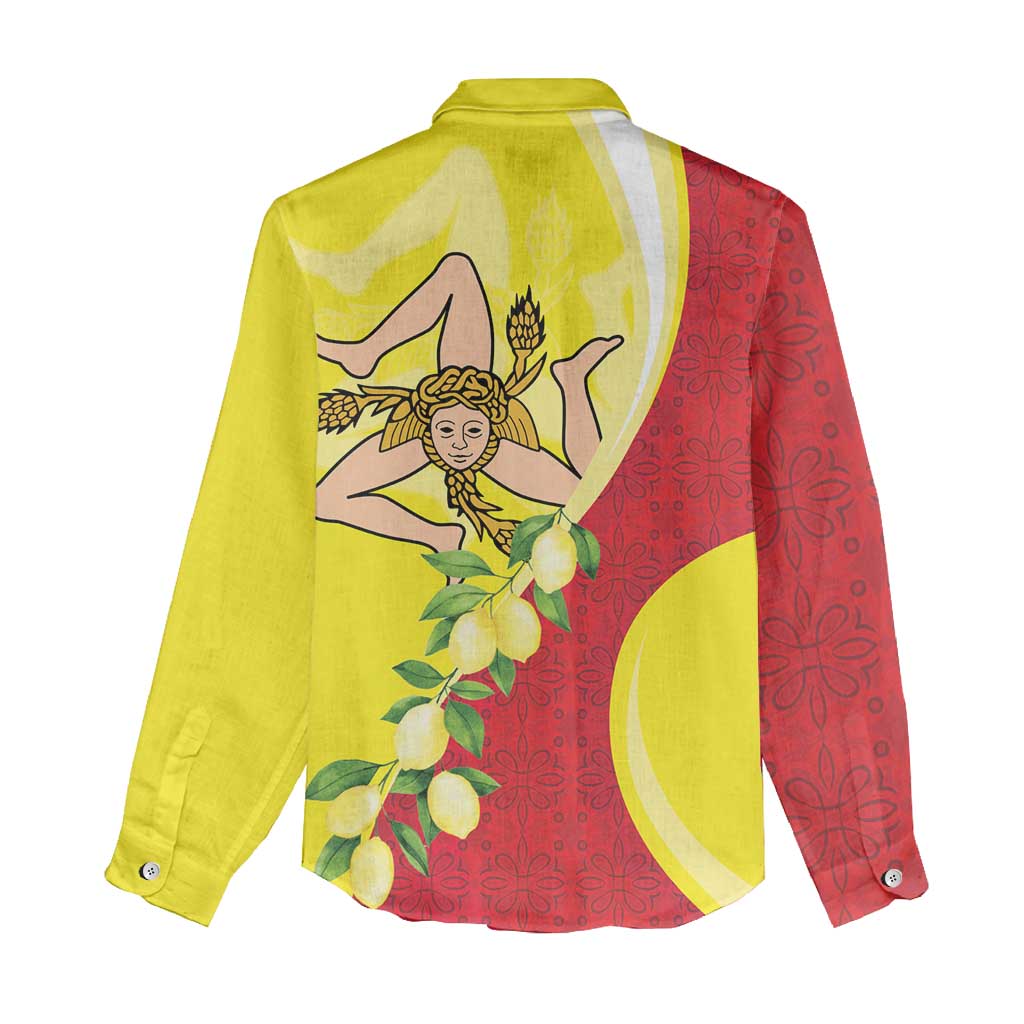 La Sicilia Women Casual Shirt Bandiera della Sicilia Motif