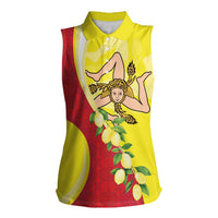La Sicilia Women Sleeveless Polo Shirt Bandiera della Sicilia Motif