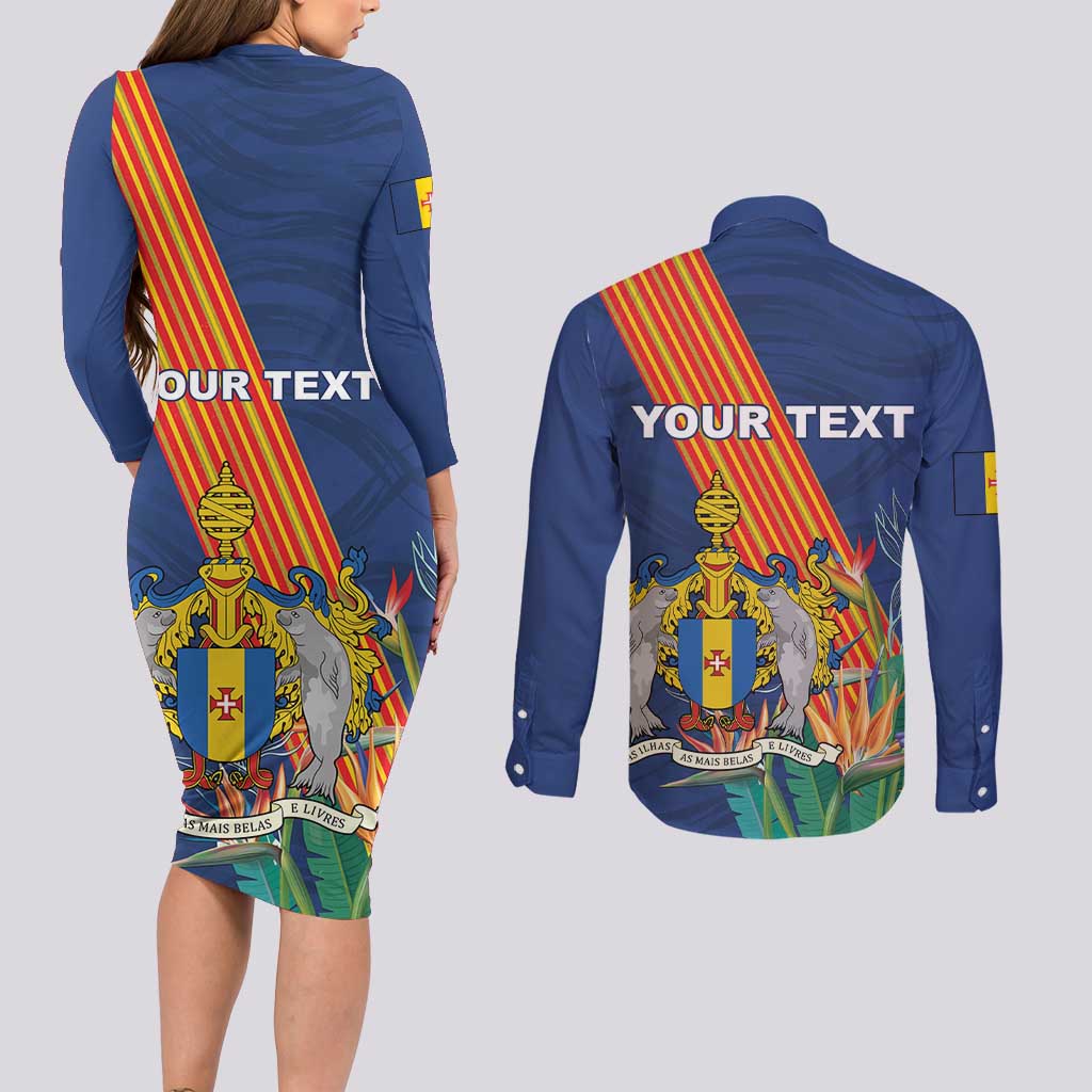 Personalized Madeira Couples Matching Long Sleeve Bodycon Dress and Long Sleeve Button Shirt Das Ilhas as Mais Belas e Livres