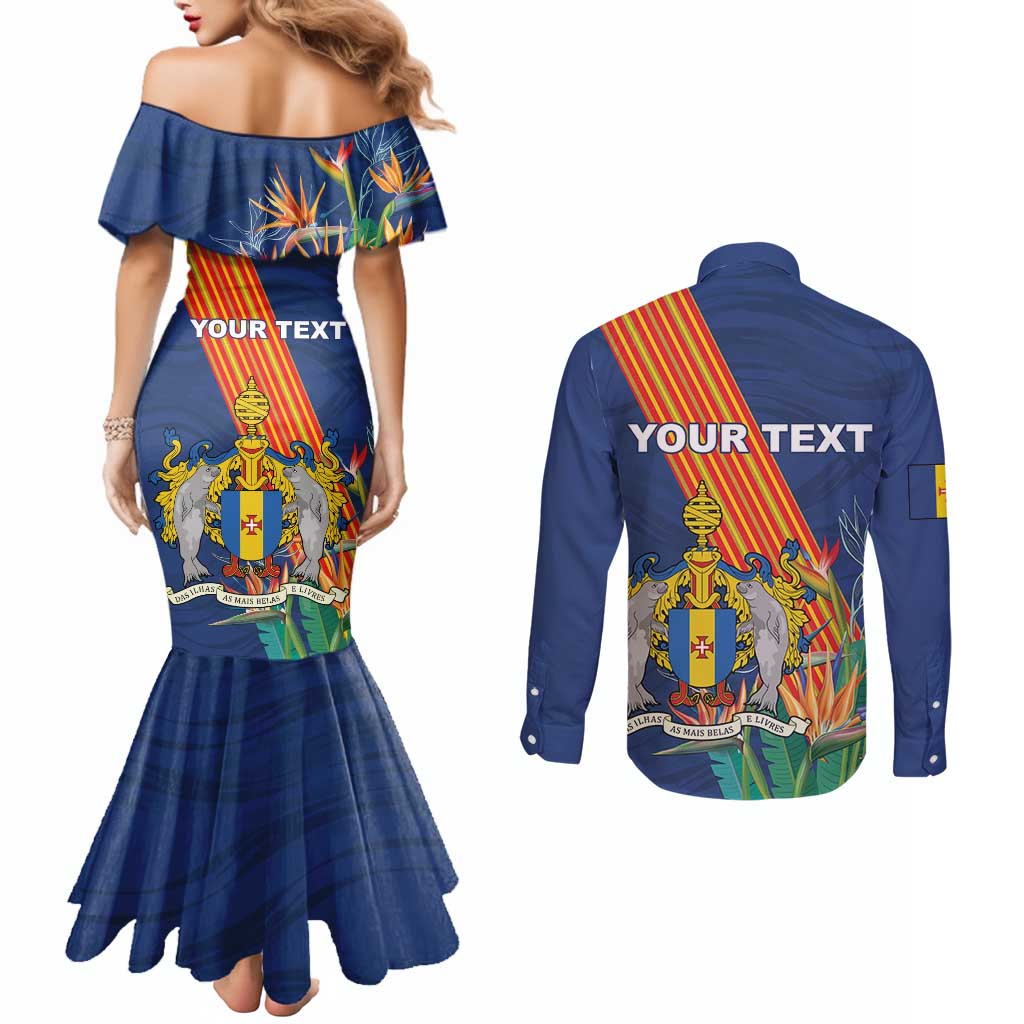 Personalized Madeira Couples Matching Mermaid Dress and Long Sleeve Button Shirt Das Ilhas as Mais Belas e Livres