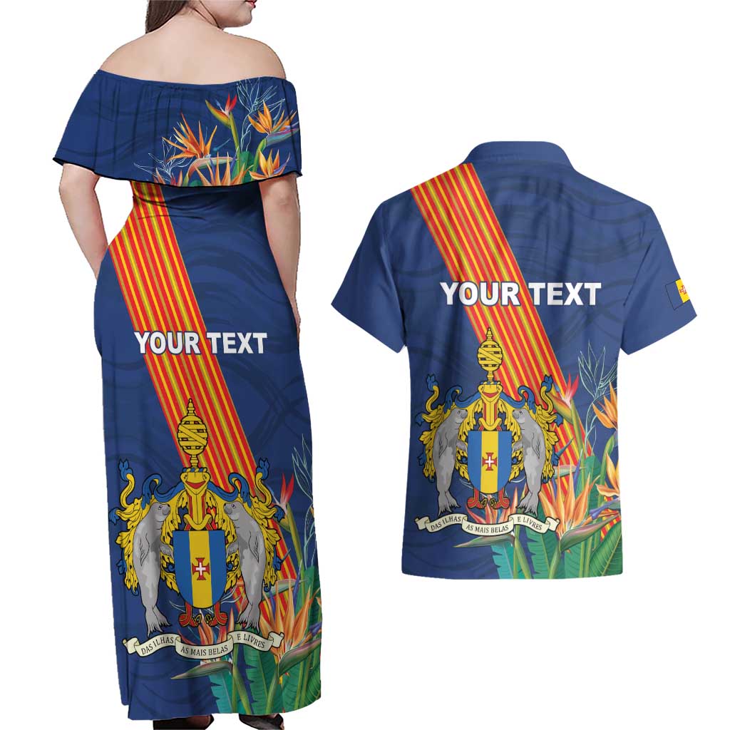 Personalized Madeira Couples Matching Off Shoulder Maxi Dress and Hawaiian Shirt Das Ilhas as Mais Belas e Livres
