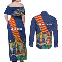 Personalized Madeira Couples Matching Off Shoulder Maxi Dress and Long Sleeve Button Shirt Das Ilhas as Mais Belas e Livres