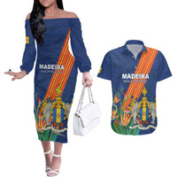 Personalized Madeira Couples Matching Off The Shoulder Long Sleeve Dress and Hawaiian Shirt Das Ilhas as Mais Belas e Livres