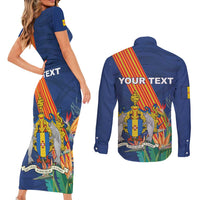 Personalized Madeira Couples Matching Short Sleeve Bodycon Dress and Long Sleeve Button Shirt Das Ilhas as Mais Belas e Livres