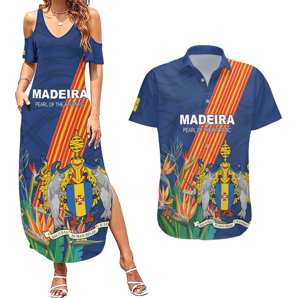 Personalized Madeira Couples Matching Summer Maxi Dress and Hawaiian Shirt Das Ilhas as Mais Belas e Livres