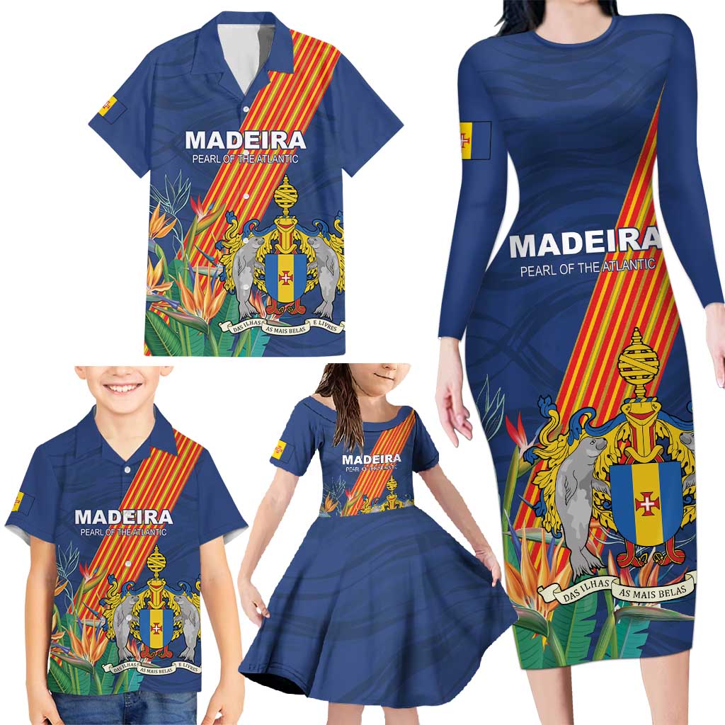 Personalized Madeira Family Matching Long Sleeve Bodycon Dress and Hawaiian Shirt Das Ilhas as Mais Belas e Livres