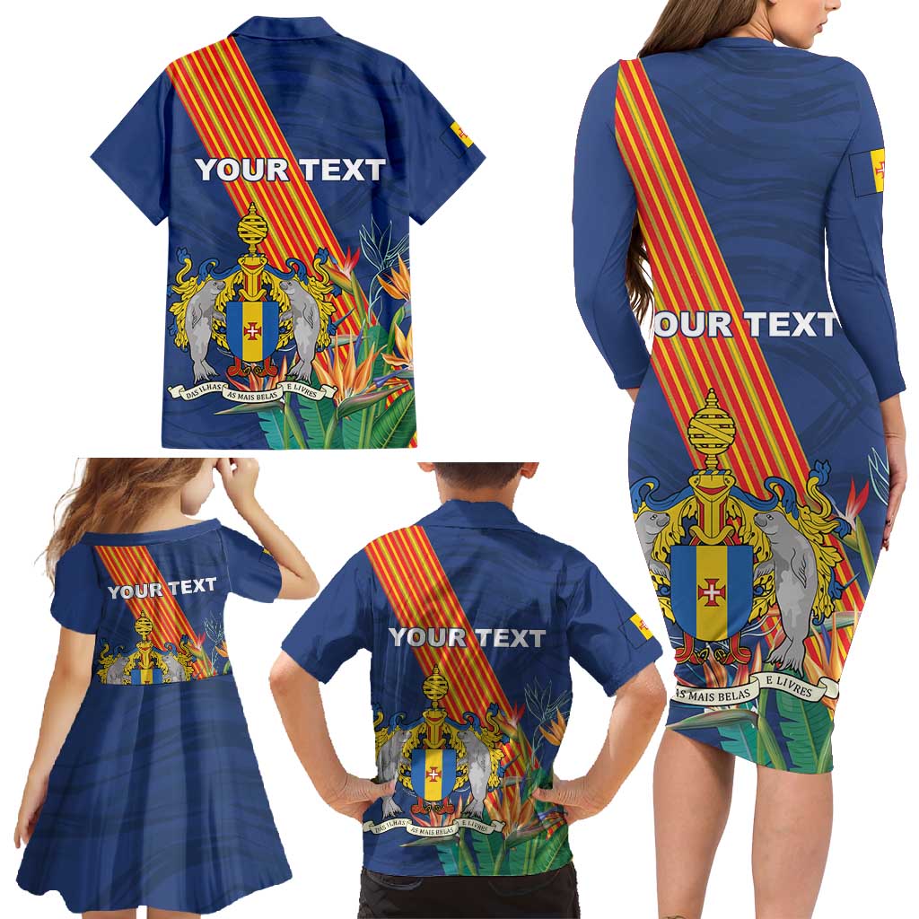 Personalized Madeira Family Matching Long Sleeve Bodycon Dress and Hawaiian Shirt Das Ilhas as Mais Belas e Livres