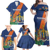 Personalized Madeira Family Matching Off Shoulder Maxi Dress and Hawaiian Shirt Das Ilhas as Mais Belas e Livres