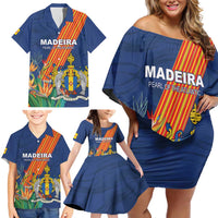Personalized Madeira Family Matching Off Shoulder Short Dress and Hawaiian Shirt Das Ilhas as Mais Belas e Livres