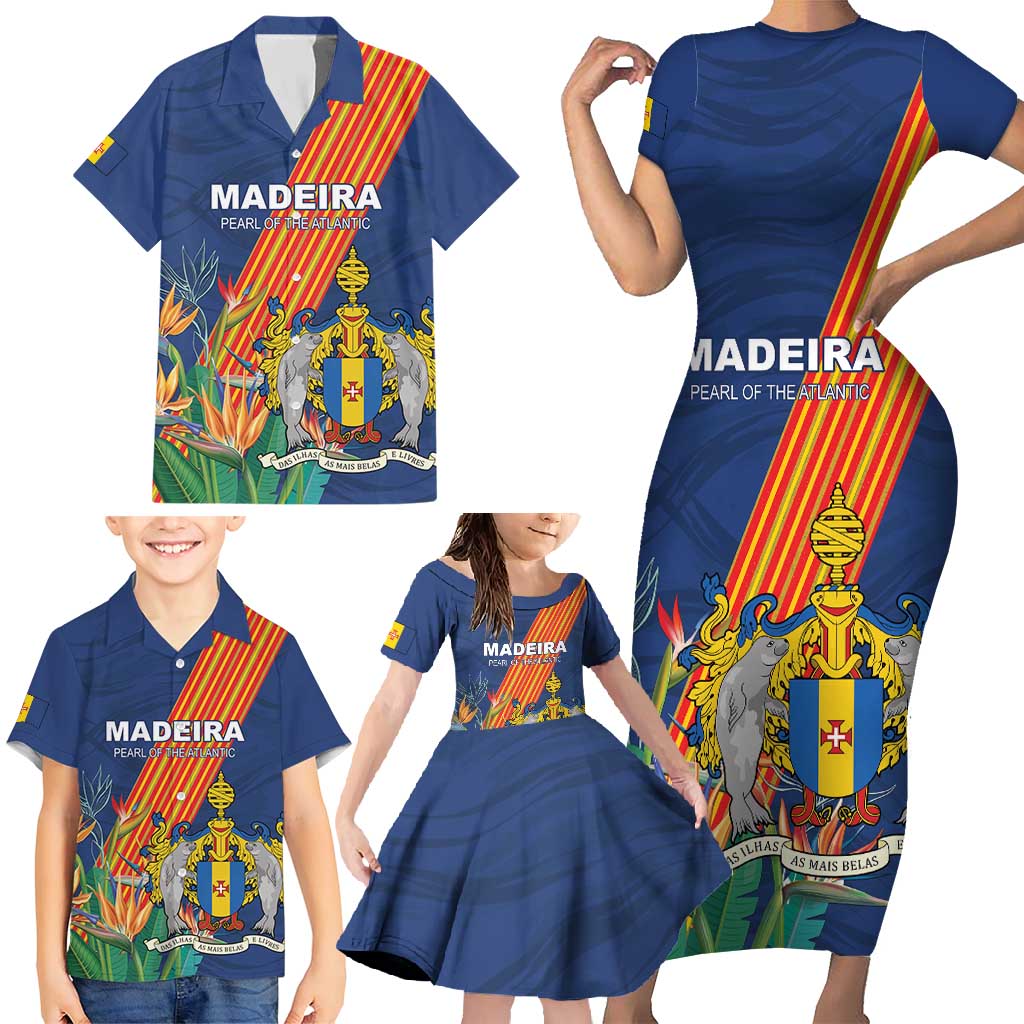 Personalized Madeira Family Matching Short Sleeve Bodycon Dress and Hawaiian Shirt Das Ilhas as Mais Belas e Livres