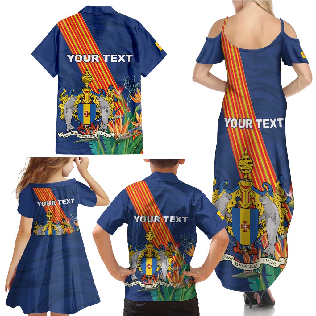 Personalized Madeira Family Matching Summer Maxi Dress and Hawaiian Shirt Das Ilhas as Mais Belas e Livres