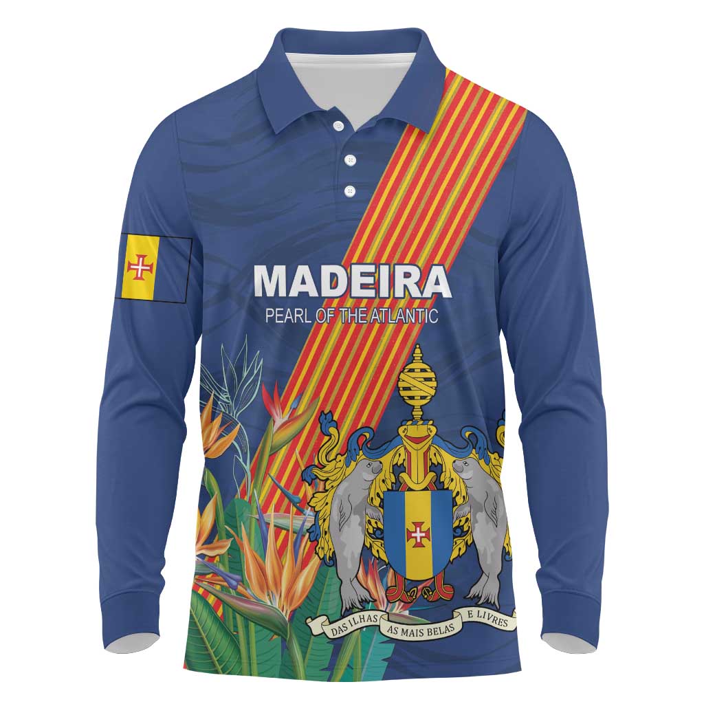Personalized Madeira Long Sleeve Polo Shirt Das Ilhas as Mais Belas e Livres