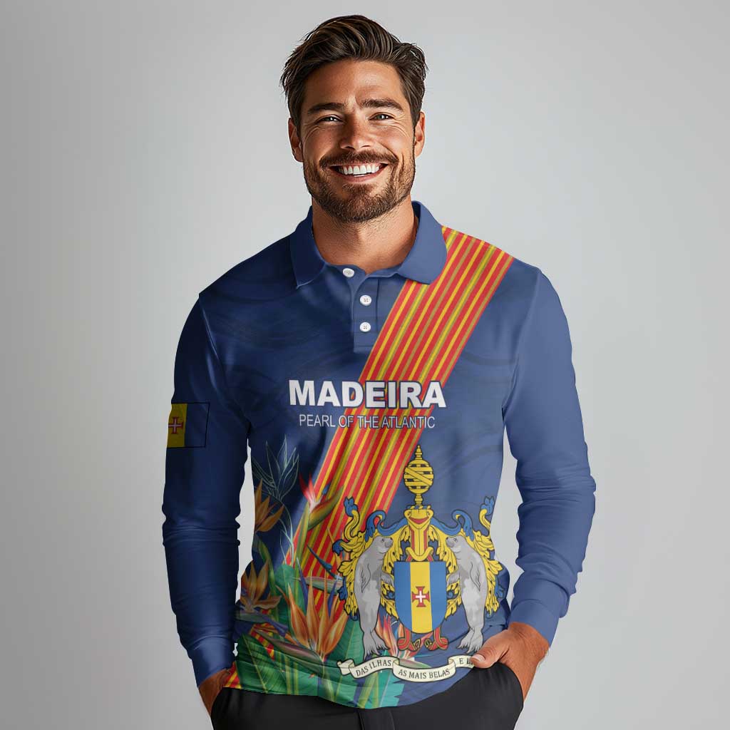 Personalized Madeira Long Sleeve Polo Shirt Das Ilhas as Mais Belas e Livres