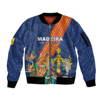 Personalized Madeira Sleeve Zip Bomber Jacket Das Ilhas as Mais Belas e Livres