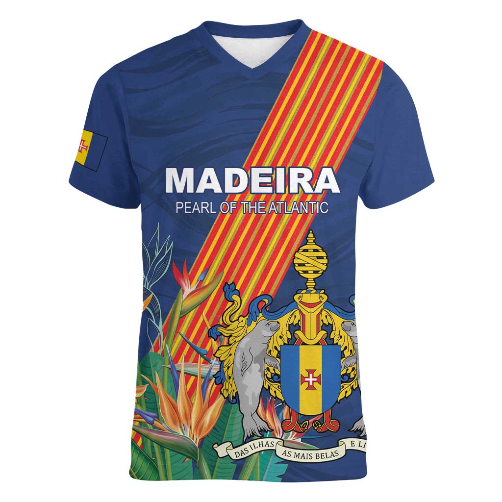 Personalized Madeira Women V-Neck T-Shirt Das Ilhas as Mais Belas e Livres