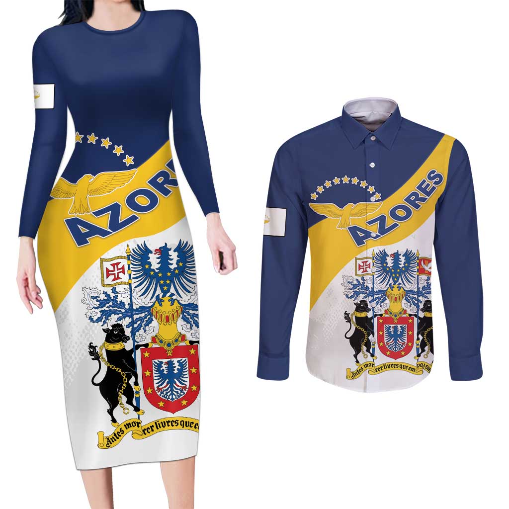 Personalized Azores Couples Matching Long Sleeve Bodycon Dress and Long Sleeve Button Shirt Antes Morrer Livres Que Em Paz Sujeitos