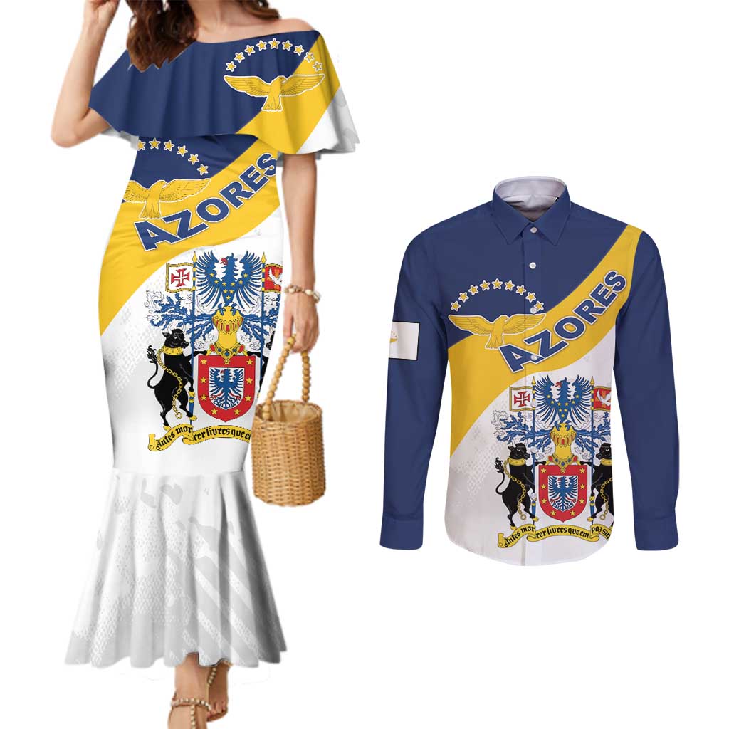 Personalized Azores Couples Matching Mermaid Dress and Long Sleeve Button Shirt Antes Morrer Livres Que Em Paz Sujeitos