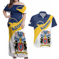 Personalized Azores Couples Matching Off Shoulder Maxi Dress and Hawaiian Shirt Antes Morrer Livres Que Em Paz Sujeitos