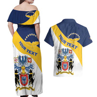 Personalized Azores Couples Matching Off Shoulder Maxi Dress and Hawaiian Shirt Antes Morrer Livres Que Em Paz Sujeitos