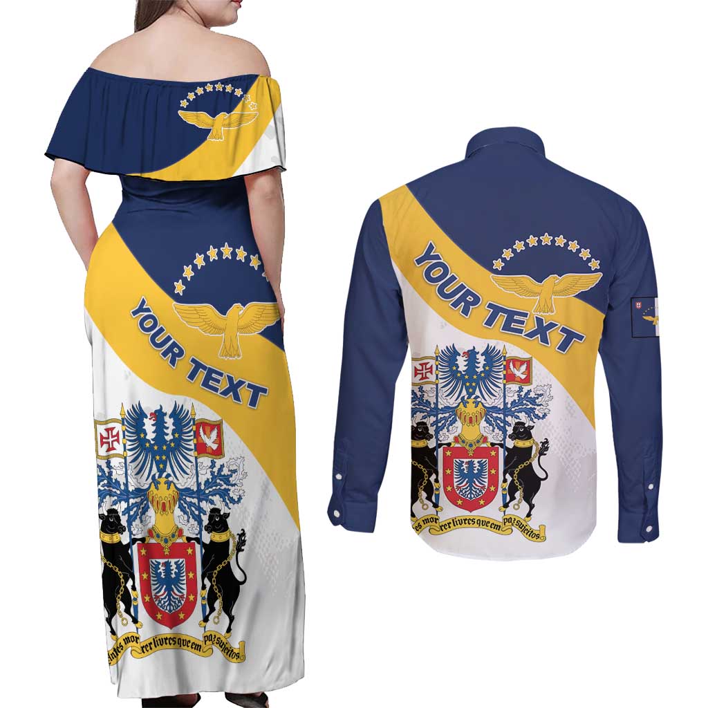 Personalized Azores Couples Matching Off Shoulder Maxi Dress and Long Sleeve Button Shirt Antes Morrer Livres Que Em Paz Sujeitos