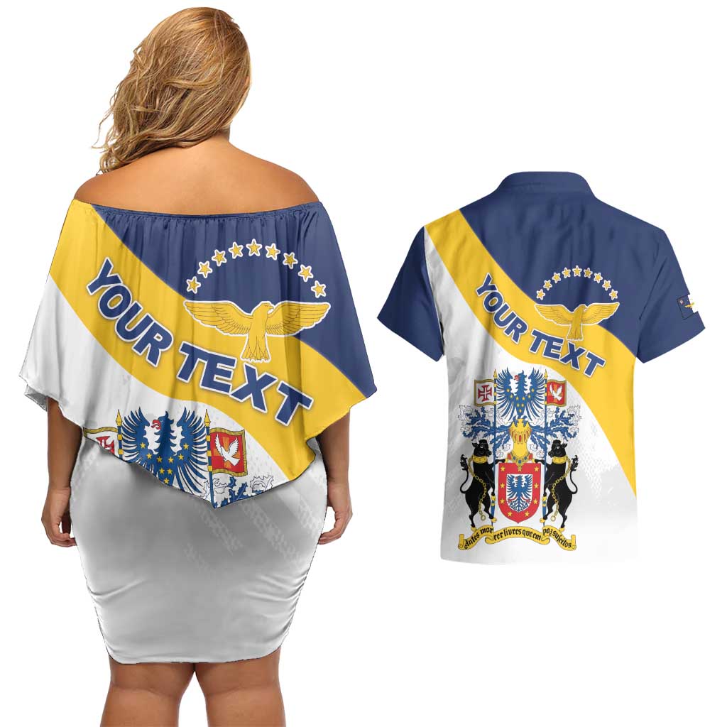 Personalized Azores Couples Matching Off Shoulder Short Dress and Hawaiian Shirt Antes Morrer Livres Que Em Paz Sujeitos