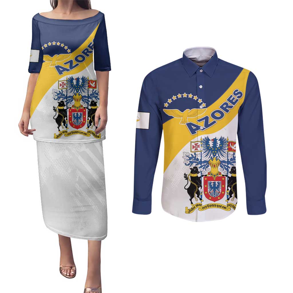 Personalized Azores Couples Matching Puletasi and Long Sleeve Button Shirt Antes Morrer Livres Que Em Paz Sujeitos