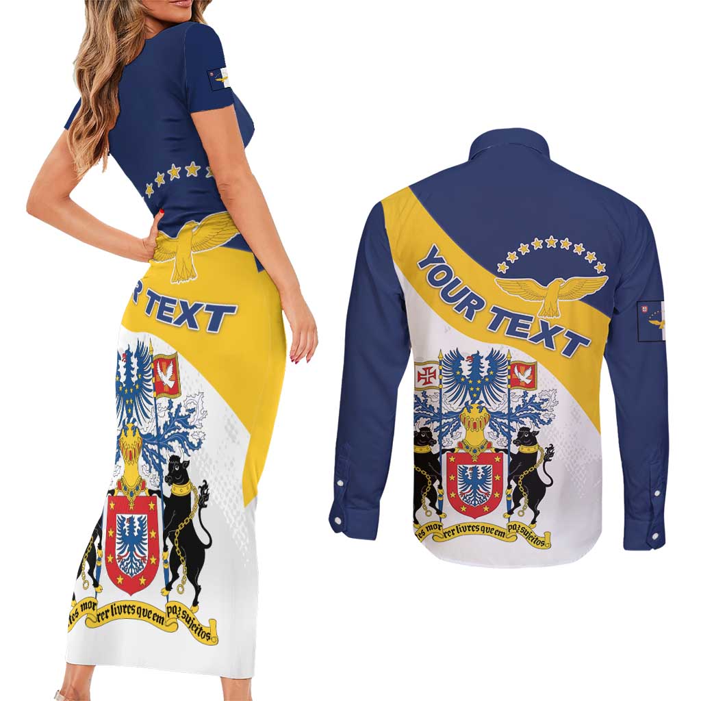 Personalized Azores Couples Matching Short Sleeve Bodycon Dress and Long Sleeve Button Shirt Antes Morrer Livres Que Em Paz Sujeitos