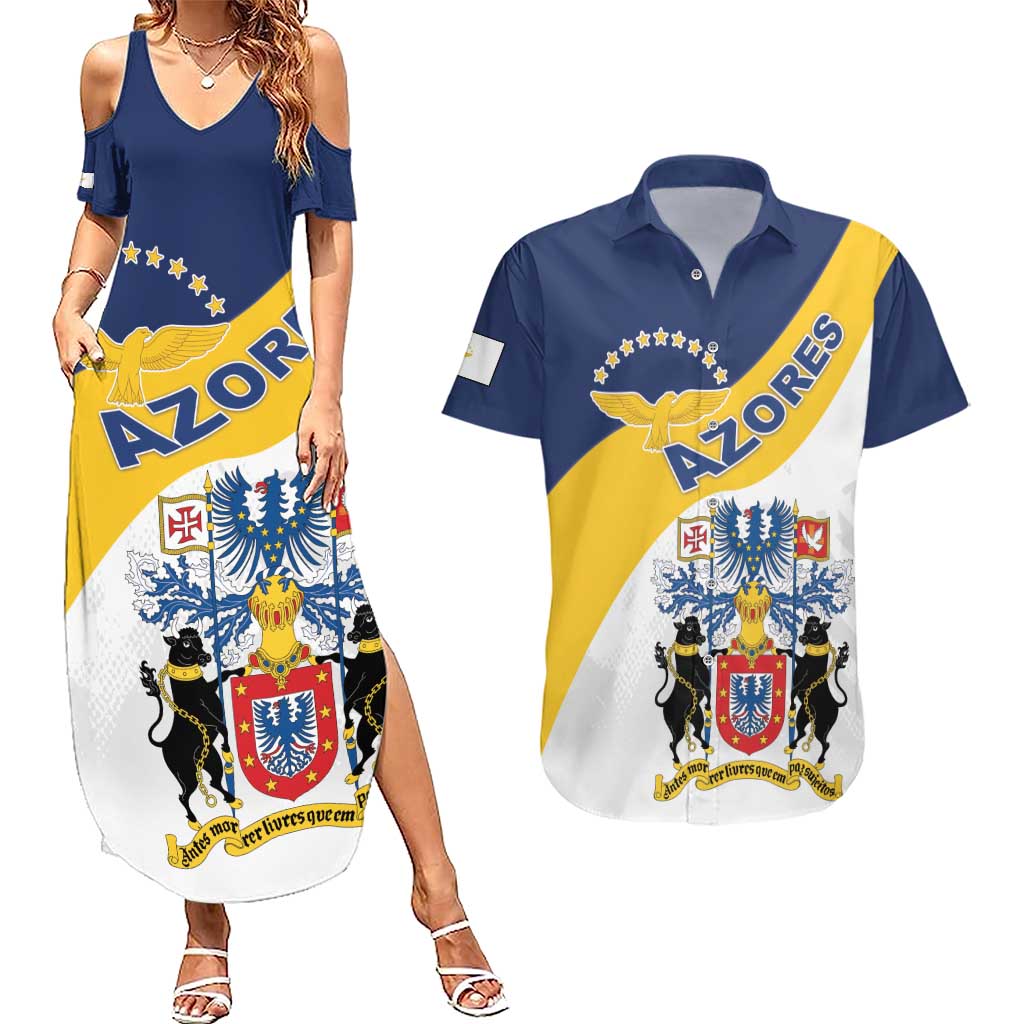 Personalized Azores Couples Matching Summer Maxi Dress and Hawaiian Shirt Antes Morrer Livres Que Em Paz Sujeitos