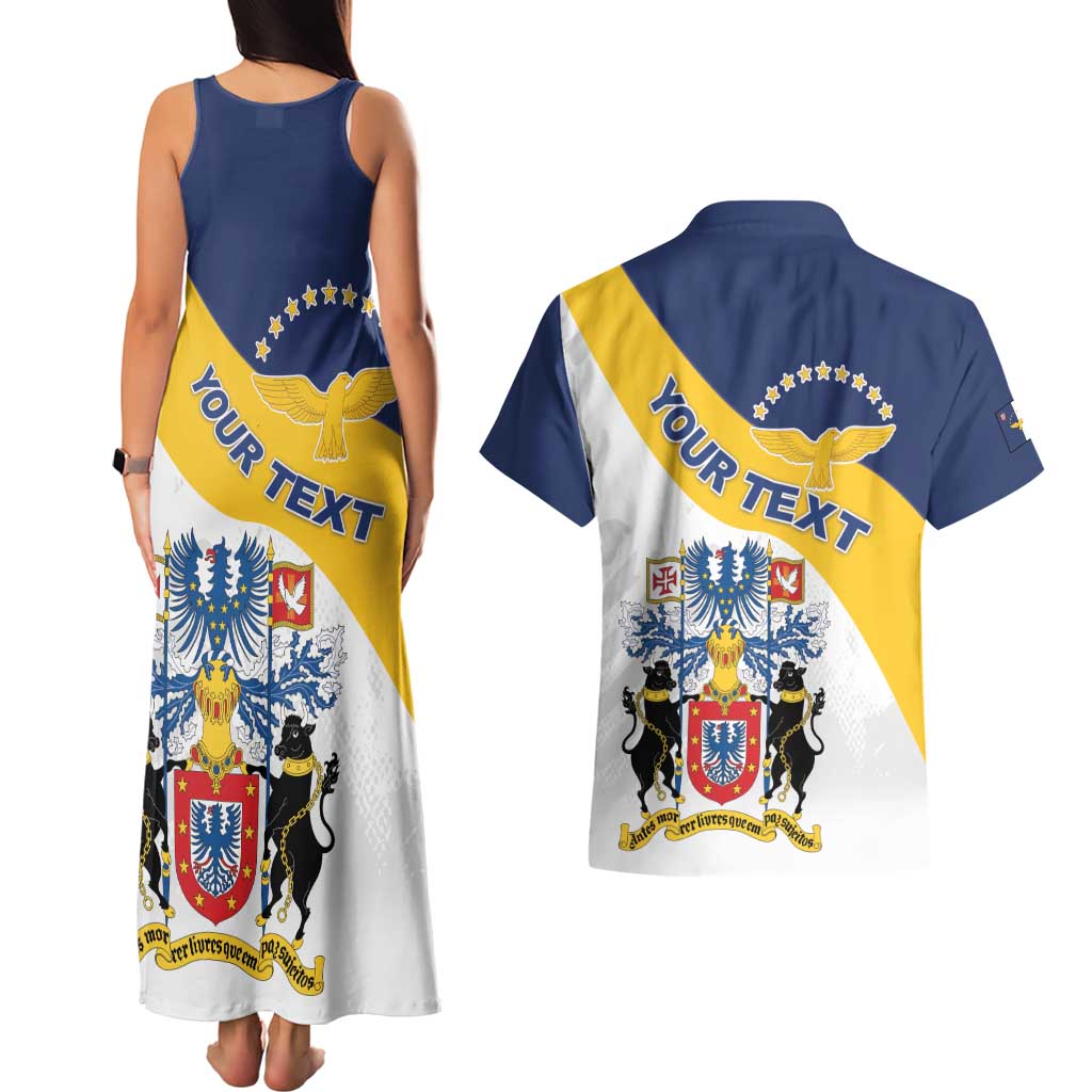 Personalized Azores Couples Matching Tank Maxi Dress and Hawaiian Shirt Antes Morrer Livres Que Em Paz Sujeitos