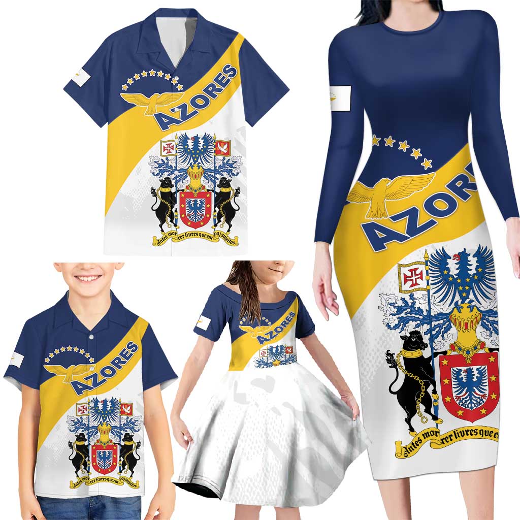 Personalized Azores Family Matching Long Sleeve Bodycon Dress and Hawaiian Shirt Antes Morrer Livres Que Em Paz Sujeitos