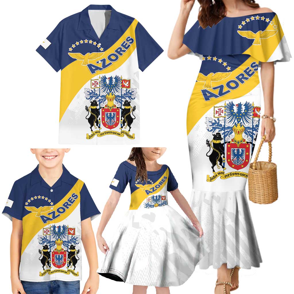 Personalized Azores Family Matching Mermaid Dress and Hawaiian Shirt Antes Morrer Livres Que Em Paz Sujeitos