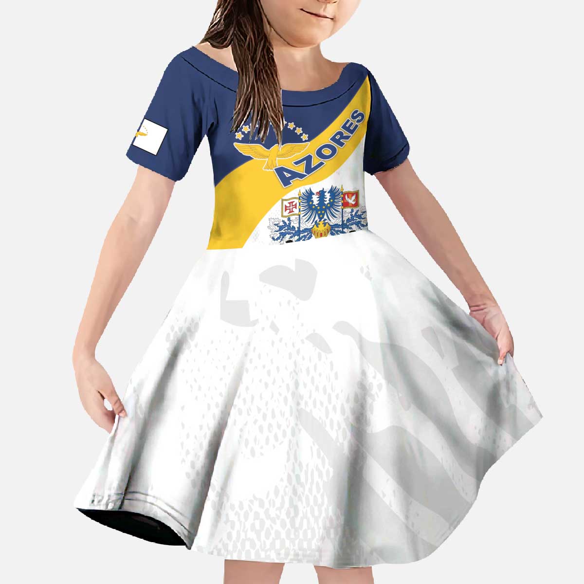 Personalized Azores Family Matching Off The Shoulder Long Sleeve Dress and Hawaiian Shirt Antes Morrer Livres Que Em Paz Sujeitos