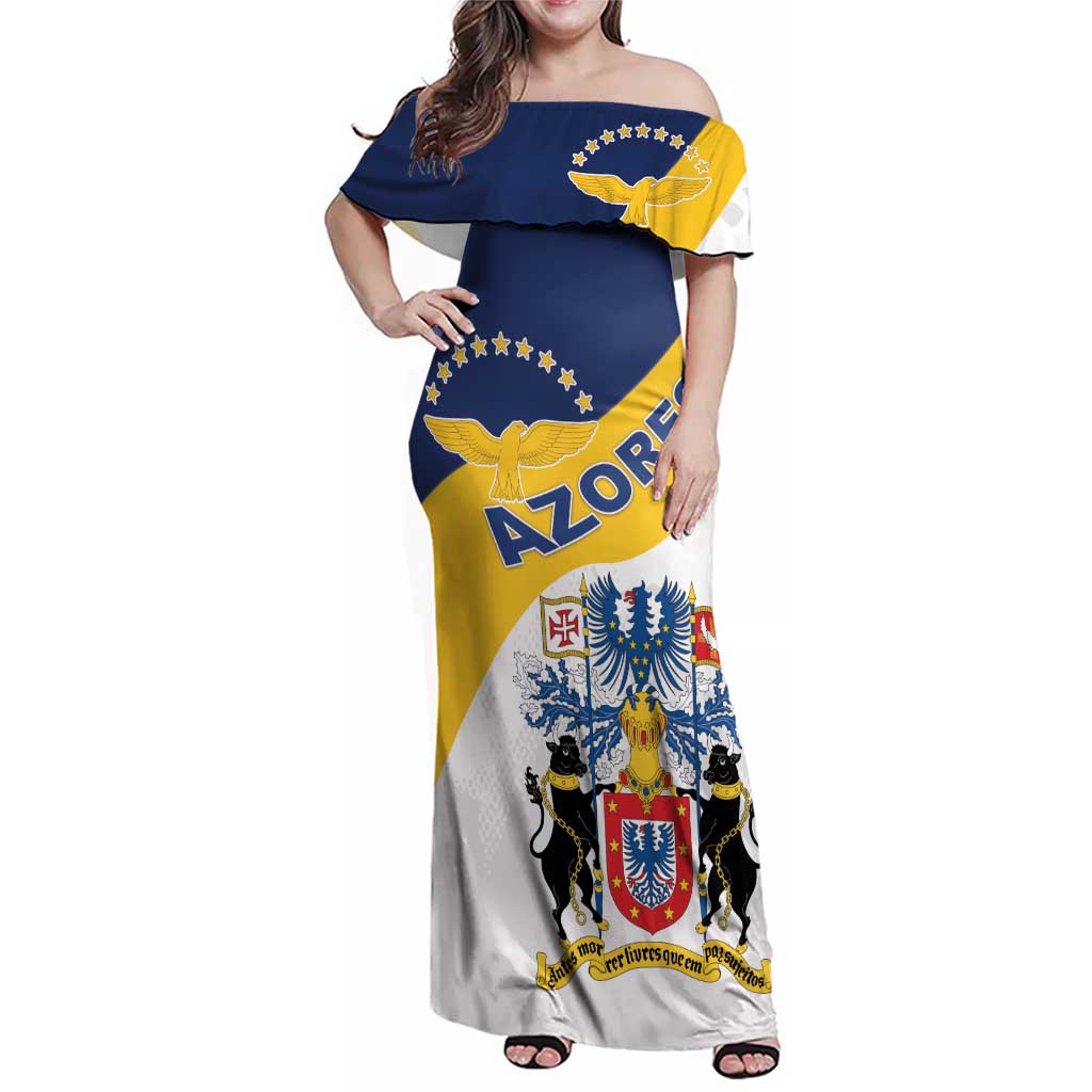 Personalized Azores Family Matching Off Shoulder Maxi Dress and Hawaiian Shirt Antes Morrer Livres Que Em Paz Sujeitos