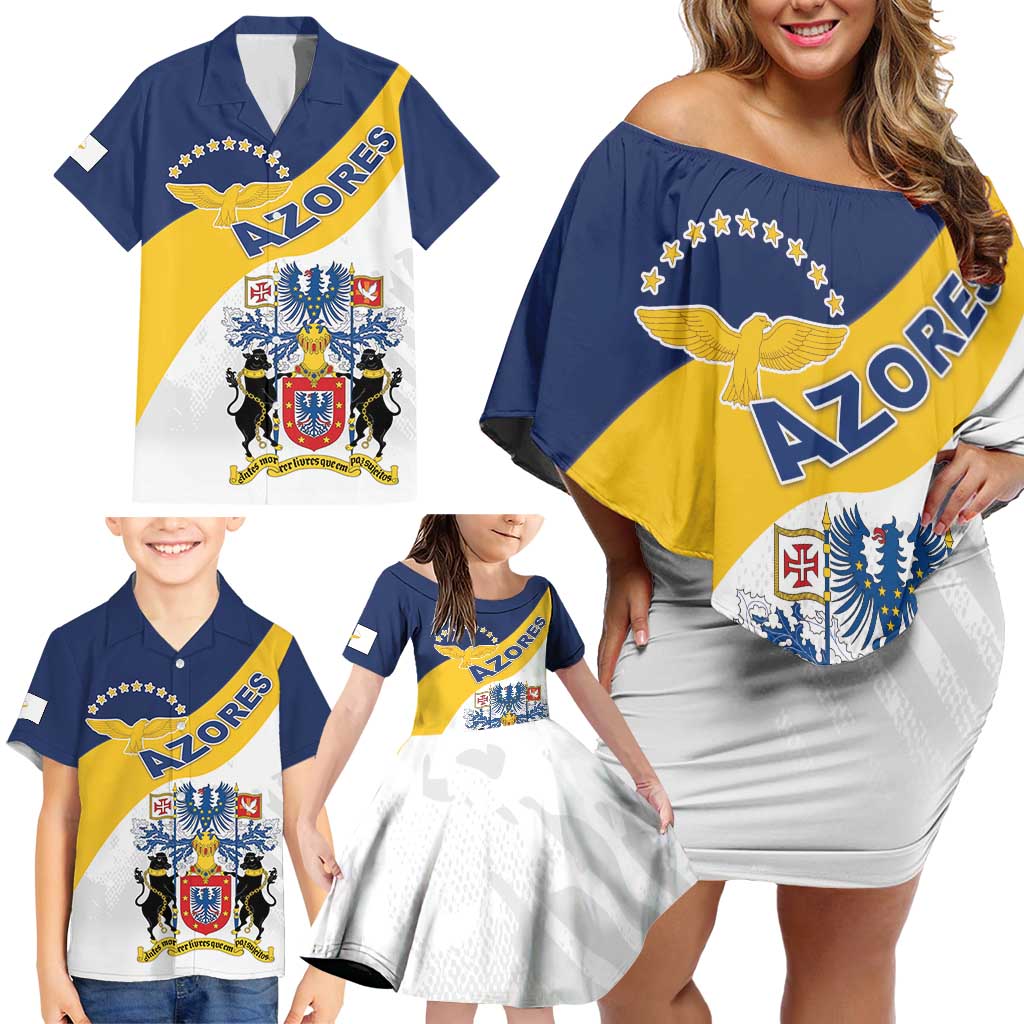 Personalized Azores Family Matching Off Shoulder Short Dress and Hawaiian Shirt Antes Morrer Livres Que Em Paz Sujeitos
